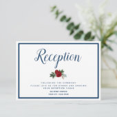 ブルー縁どクリムゾンウォーターカラー牡丹披露宴 招待状 (スタンド正面)