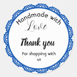 ブルー縁どデザインビジネステッカー ラウンドシール