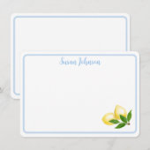 ブルー縁どハンド絵を描アマルフィレモン名 サンキューカード (正面/裏面)