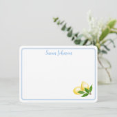 ブルー縁どハンド絵を描アマルフィレモン名 サンキューカード (スタンド正面)