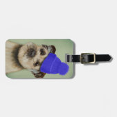 ブルー縁どボブルハット付テリア ラゲッジタグ (正面横)