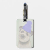 ブルー縁どボブルハット付テリア ラゲッジタグ (裏面縦)