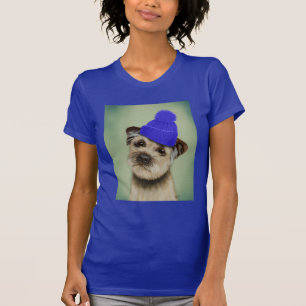 ブルー縁どボブルハット付テリア Tシャツ