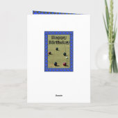 ブルー縁どローン丼誕生日カード カード (裏面)