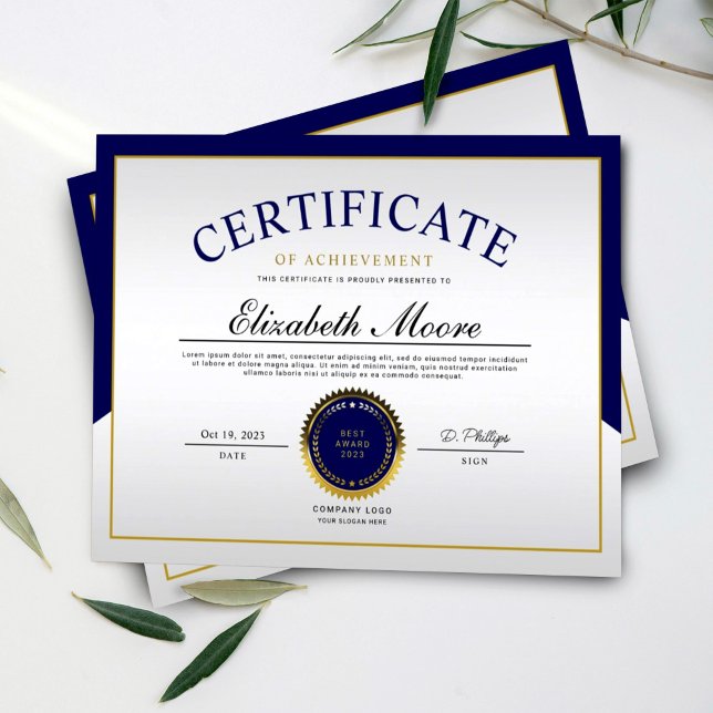 ブルー縁ど金ゴールド認定証表彰 (クリエイターアップロード済み)