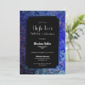 ブルー縁取り誕生日ハイティー 招待状 (スタンド正面)