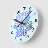 ブルー美しいパーラービューティシアンクロック ラウンド壁時計 (傾斜)
