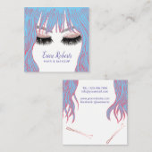 ブルー美容師メイクアップアーティスト美しいサロン スクエア名刺 (正面/裏面)