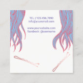 ブルー美容師メイクアップアーティスト美しいサロン スクエア名刺 (裏面)