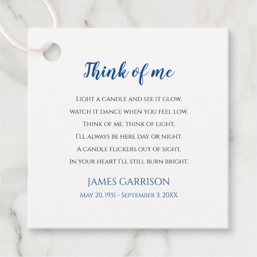 ブルー考え・オブ・ミーお祝い・ライフ・フォトキャンドル フェイバータグ (正面)