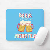 ブルー背景のビールモンスター マウスパッド (マウス)