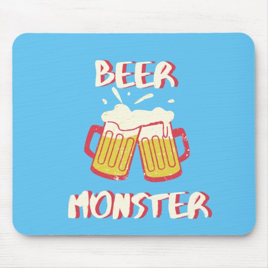 ブルー背景のビールモンスター マウスパッド (正面)