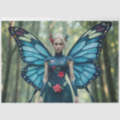 ブルー自然妖精フォレストデクページ紙 薄葉紙 (正面)