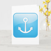 ブルー航海のいかりアイコン海モダン事船 カード (黄色い花)