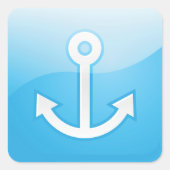 ブルー航海のいかりアイコン海モダン事船 スクエアシール (正面)