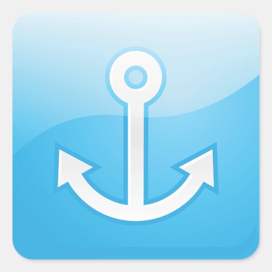 ブルー航海のいかりアイコン海モダン事船 スクエアシール (正面)