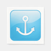 ブルー航海のいかりアイコン海モダン事船 スタンダードカクテルナプキン (正面)