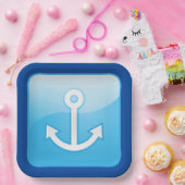 ブルー航海のいかりアイコン海モダン事船 ペーパープレート (パーティー)