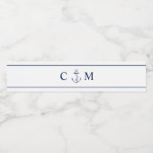 ブルー航海のいかりイニシャル結婚ズ ペットボトルラベル (シングルラベル)