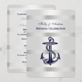 ブルー航海のいかりシルバーウェイトBG V結婚ズ 招待状 (正面/裏面)