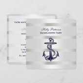 ブルー航海のいかりシルバーウエットBG SQバチェロレッテ 招待状 (正面/裏面)