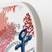 ブルー航海のいかりシーコーラルパターンカスタム文字 ピックルボールラケット (左詳細)