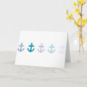 ブルー航海のいかりデザイン カード (黄色い花)