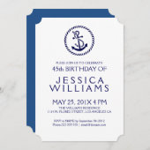 ブルー航海のいかりバースデーパーティー招待状 招待状 (正面/裏面)