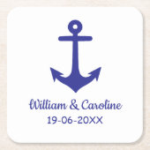 ブルー航海のいかりビーチ目的地ウェディング スクエアペーパーコースター (正面)