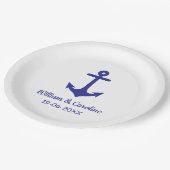 ブルー航海のいかりビーチ目的地ウェディング ペーパープレート (アングル)