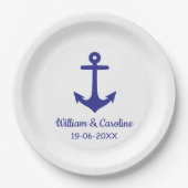 ブルー航海のいかりビーチ目的地ウェディング ペーパープレート (正面)