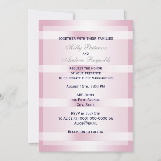 ブルー航海のいかりピンクBG V結婚ズ 招待状 (裏面)