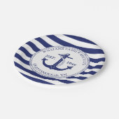 ブルー航海のいかりファミリー懇親会ネイビーストライプズ ペーパープレート (アングル)
