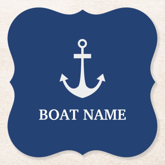 ブルー航海のいかりボート名 ペーパーコースター (正面)