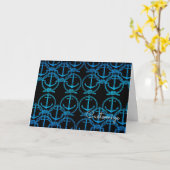 ブルー航海のいかりモチーフ カード (黄色い花)