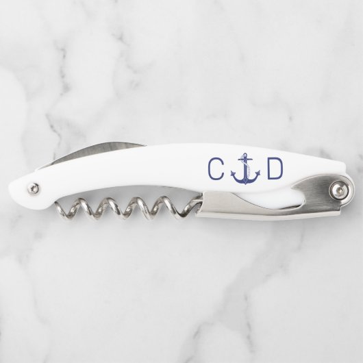 ブルー航海のいかりモノグラムイニシャル ソムリエナイフ