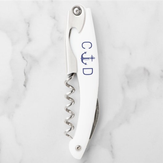 ブルー航海のいかりモノグラムイニシャル ソムリエナイフ (正面)