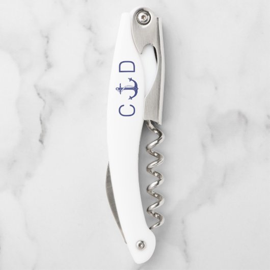 ブルー航海のいかりモノグラムイニシャル ソムリエナイフ (裏面)