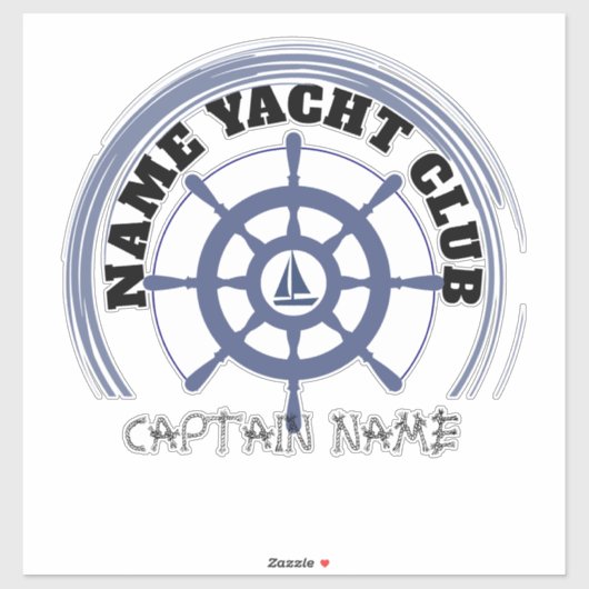 ブルー航海のいかりヨットクラブボートマリーナネーム シール (シート)