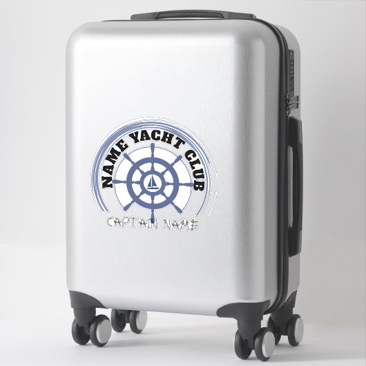 ブルー航海のいかりヨットクラブボートマリーナネーム シール (スーツケース)