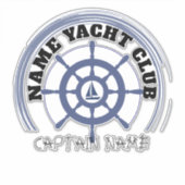 ブルー航海のいかりヨットクラブボートマリーナネーム シール (正面)