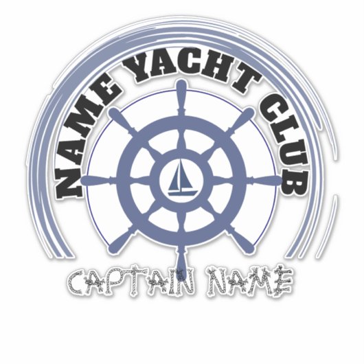 ブルー航海のいかりヨットクラブボートマリーナネーム シール (正面)