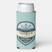 ブルー航海のいかりヨットクラブボートマリーナネーム スリム缶クーラー (Seltzer正面)