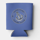 ブルー航海のいかりヨットクラブボートマリーナネーム 缶クーラー (正面)