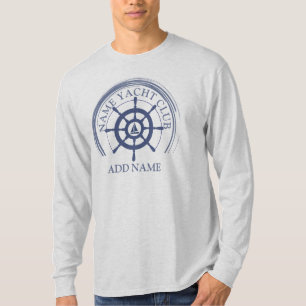 ブルー航海のいかりヨットクラブボートマリーナネーム Tシャツ