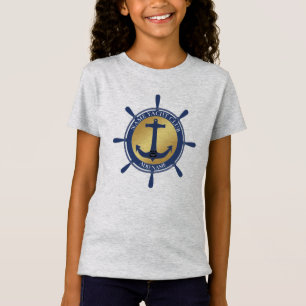 ブルー航海のいかりヨットクラブボートマリーナネーム Tシャツ