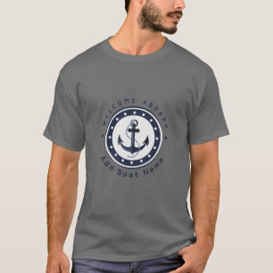 ブルー航海のいかりヨットクラブボートマリーナ名 Tシャツ