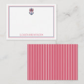ブルー航海のいかり付き赤と白ストライプボウ ノートカード (正面/裏面)