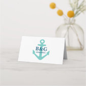 ブルー航海のいかり海洋をテーマ結婚にした プレイスカード (正面)