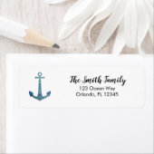 ブルー航海のいかり絵画差出人住所ラベル ラベル (インサイチュ)